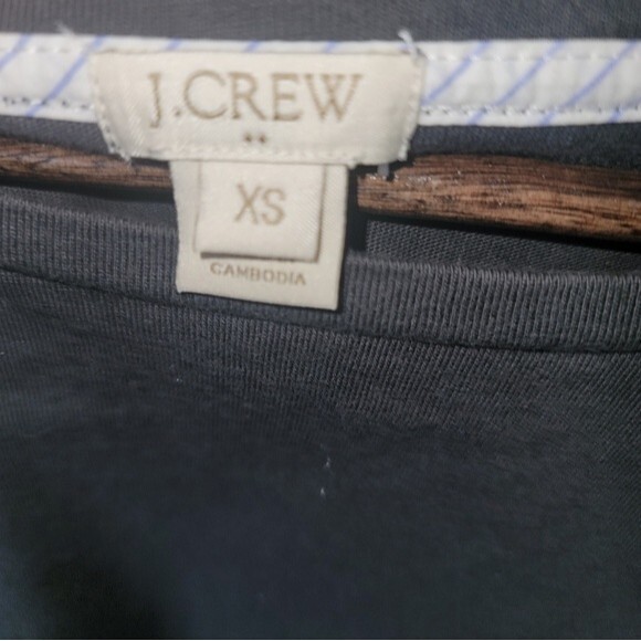 J. Crew Long-sleeved Oversized Grey Front Blue and White Striped back Scoop Neck - Picture 8 of 10